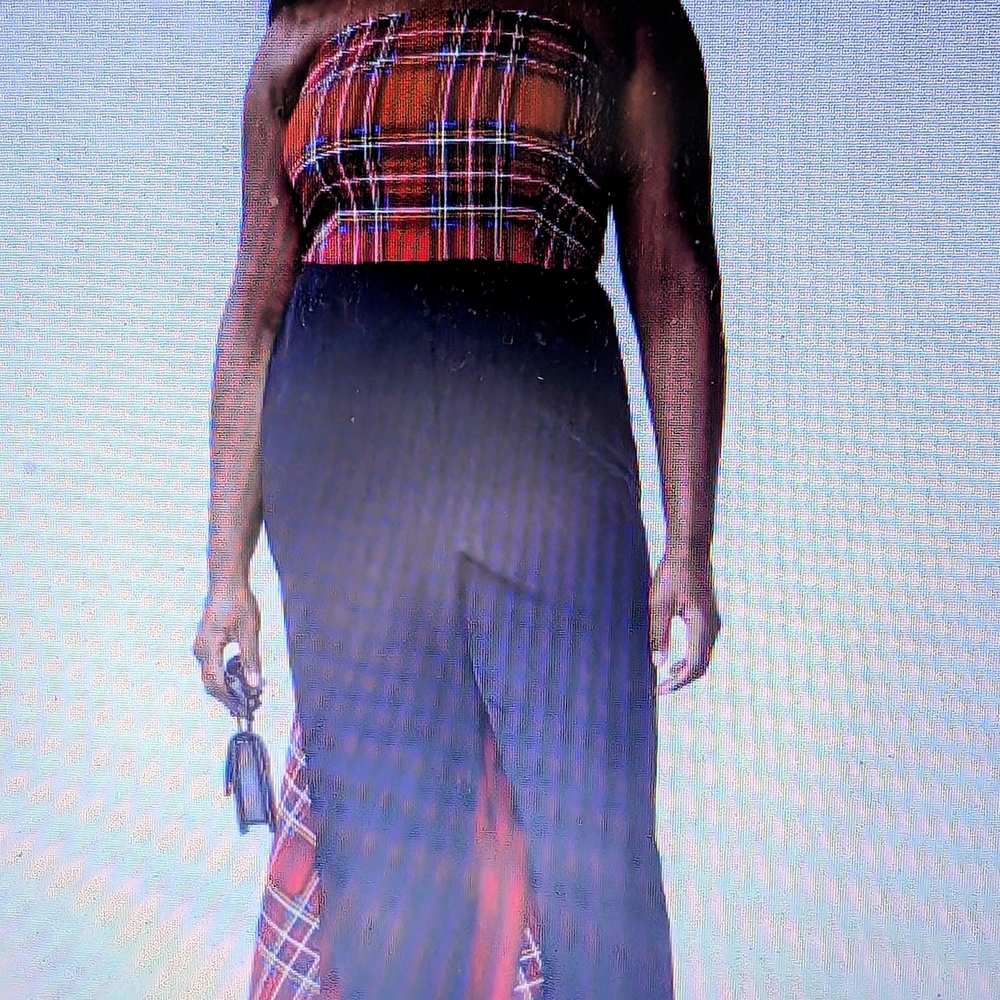 Plus Size New York & Company Red and Black Strapless Jumpsuit